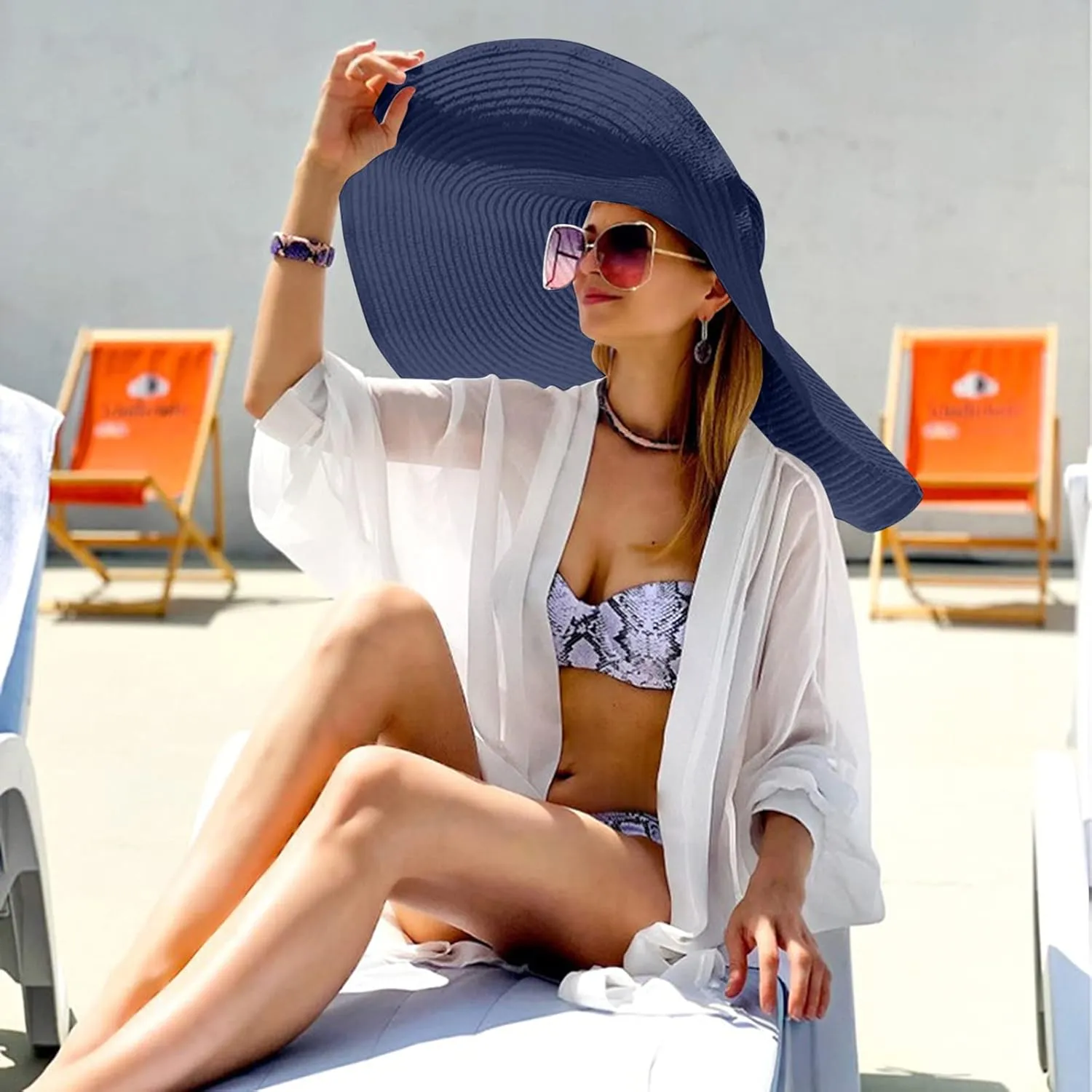 Women's Summer Outdoor Wide Brim Oversized Sun Hat Large Beach Hats for Women Floppy Foldable Straw Sun Hat