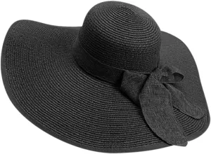 Womens Summer Straw Hats Bowknot Wide Brim Sun Hat UV Protection Foldable Traveling Vacation Beach Hats