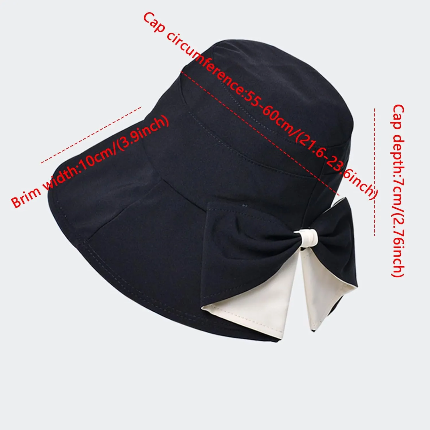 Womens Summer Sun Hats Bowknot Bucket Sun-Hat Wide Brim Cap Packable Ponytail Hat UPF50  Outdoor Caps for Travel