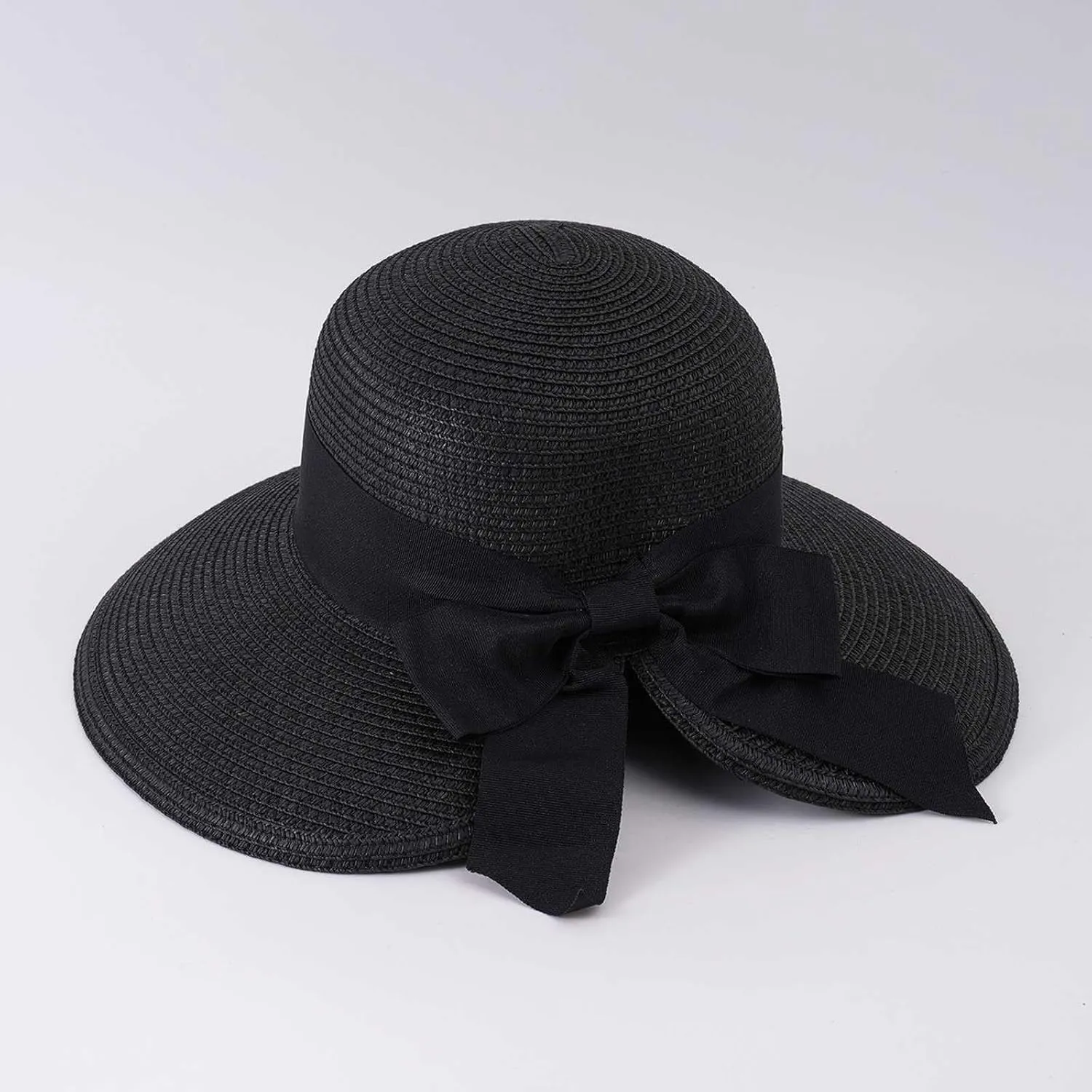 Womens Sun 𝐒traw Hat Wide Brim Summer Foldable Packable Beach Hats for Women,Floppy Sun Hat Foldable Roll up Cap