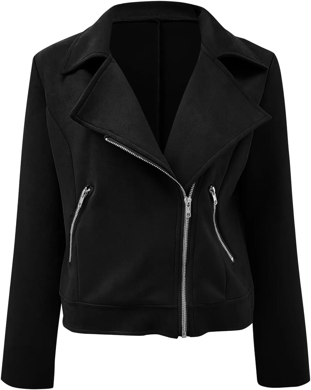 Womens Trendy Coats 2024 Fall Biker Moto Jacket Fashion Long Sleeve Zipper Short Casual Coat Streetwear Cropped Outwear