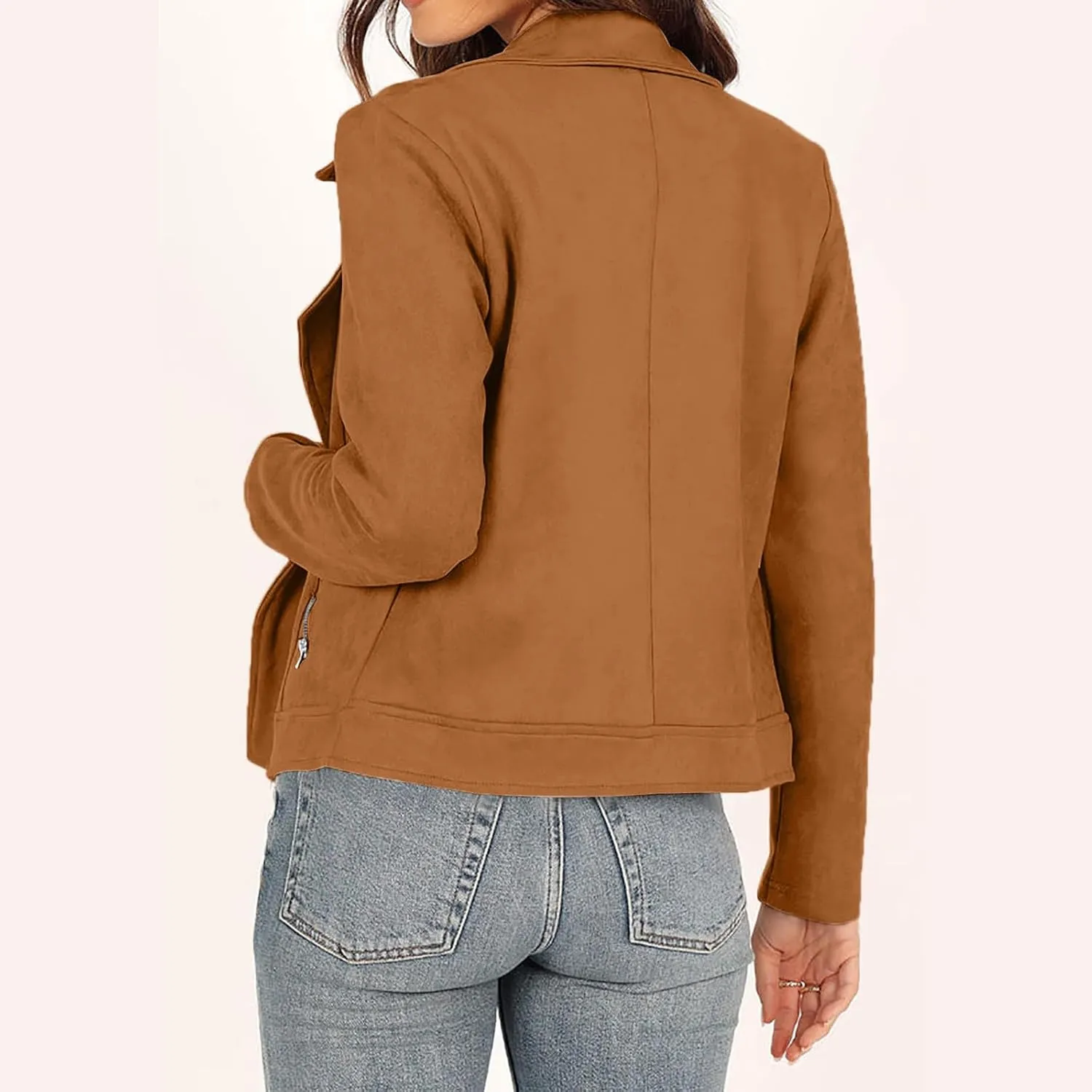 Womens Trendy Coats 2024 Fall Biker Moto Jacket Fashion Long Sleeve Zipper Short Casual Coat Streetwear Cropped Outwear