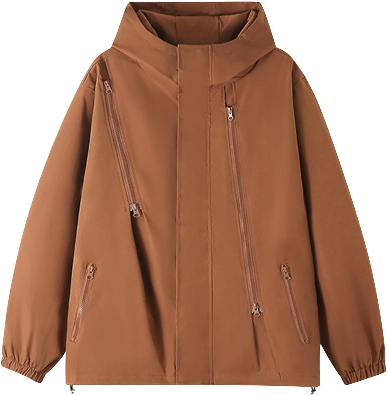 Women's Waterproof Rain Jacket Lightweight Breathable Raincoat Oversize Hooded Hiking Jacket Softshell Windbreaker