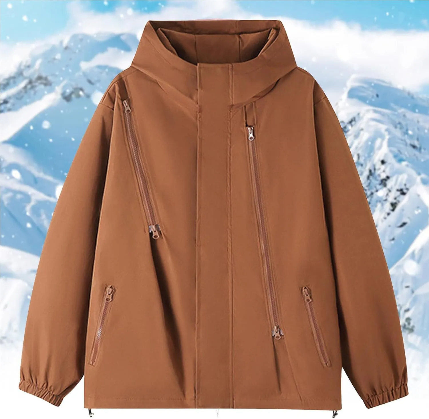 Women's Waterproof Rain Jacket Lightweight Breathable Raincoat Oversize Hooded Hiking Jacket Softshell Windbreaker