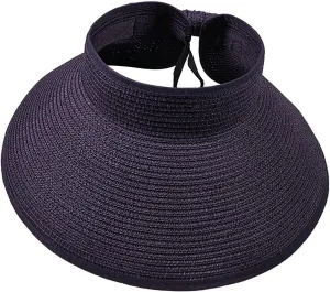 Women's Wide Brim Sun Hat Roll Up Straw Sun Visor Solid Colors Emtop Top Hats Outdoor Summer Travel Cap