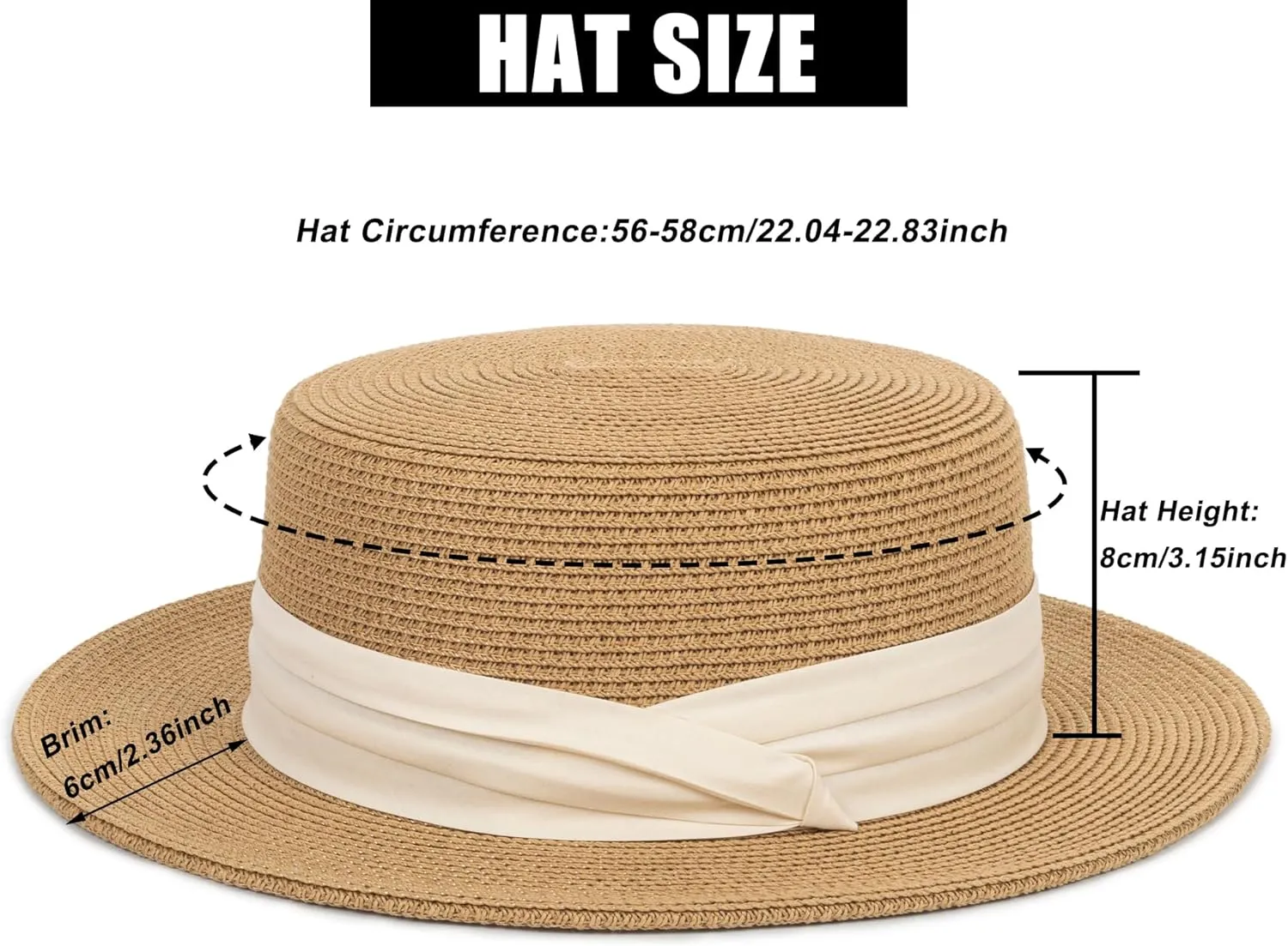 Women's Wide Brim Sun Hat Straw Panama Hat - UV-Protection Summer Boater Fedora Beach-Sun-Hats(M-L)