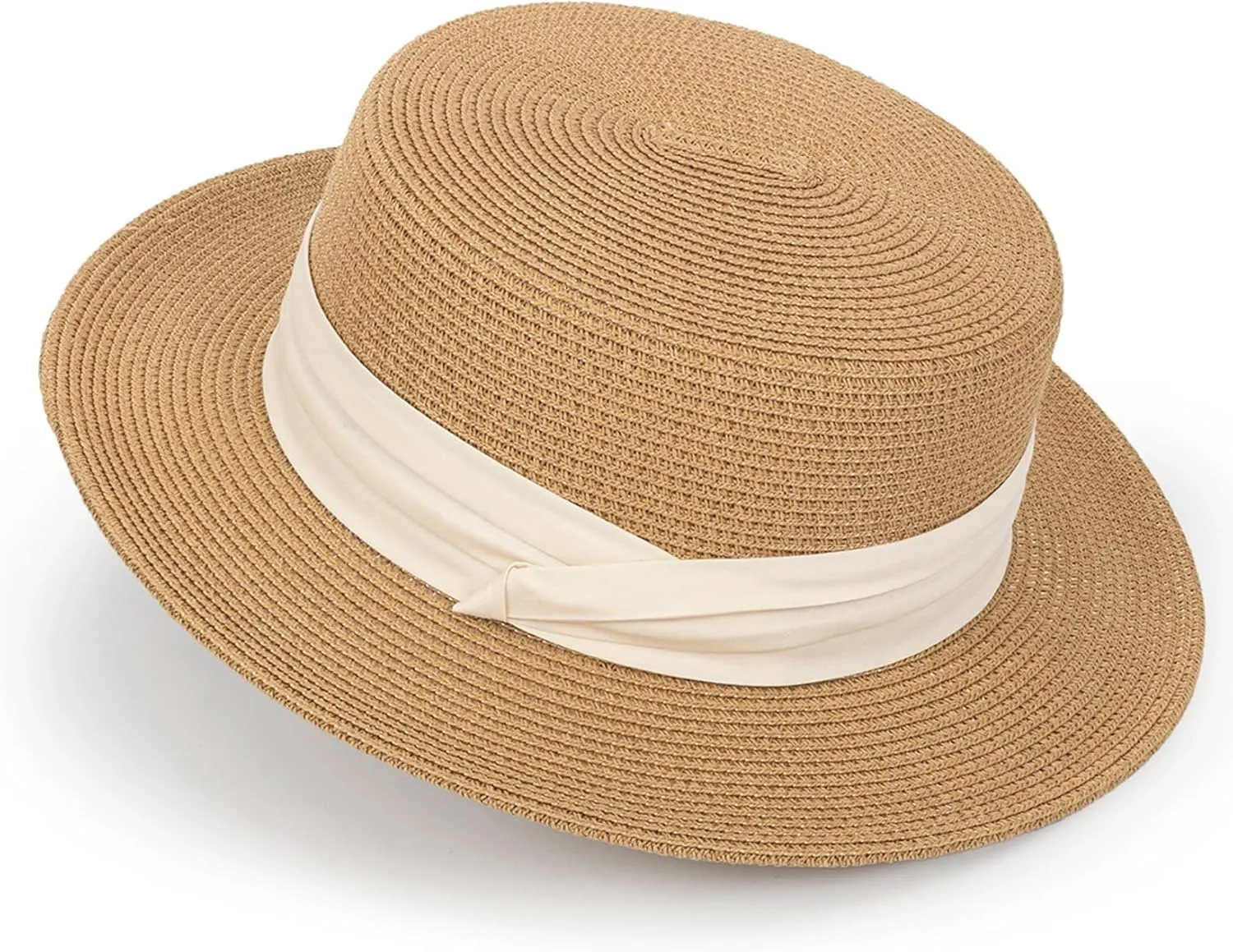 Women's Wide Brim Sun Hat Straw Panama Hat - UV-Protection Summer Boater Fedora Beach-Sun-Hats(M-L)