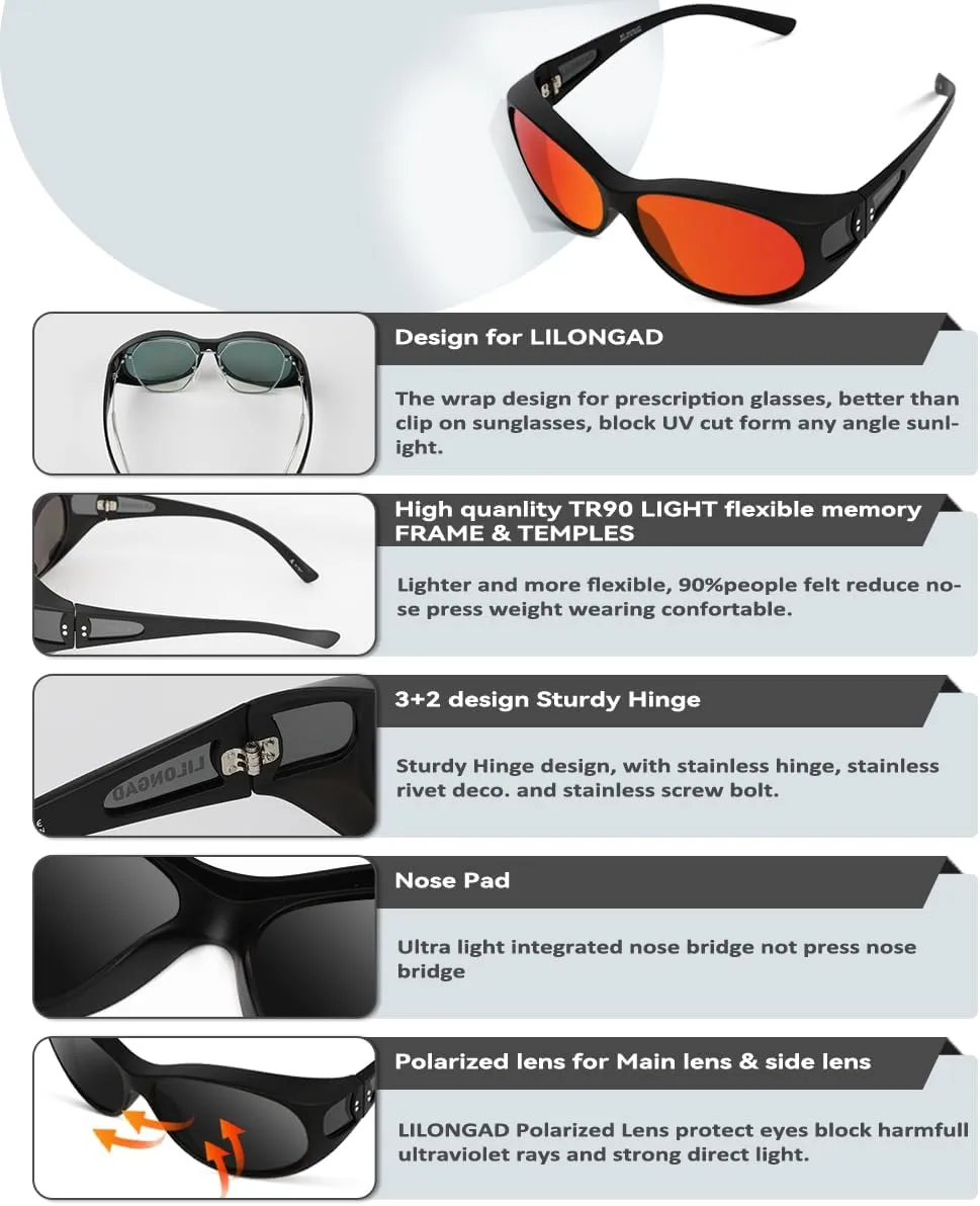 Wraparound Fitover Glasses Polarized Wear Over Sunglasses for Men Women UV400 Protection Sun Glasses Driving SP3844