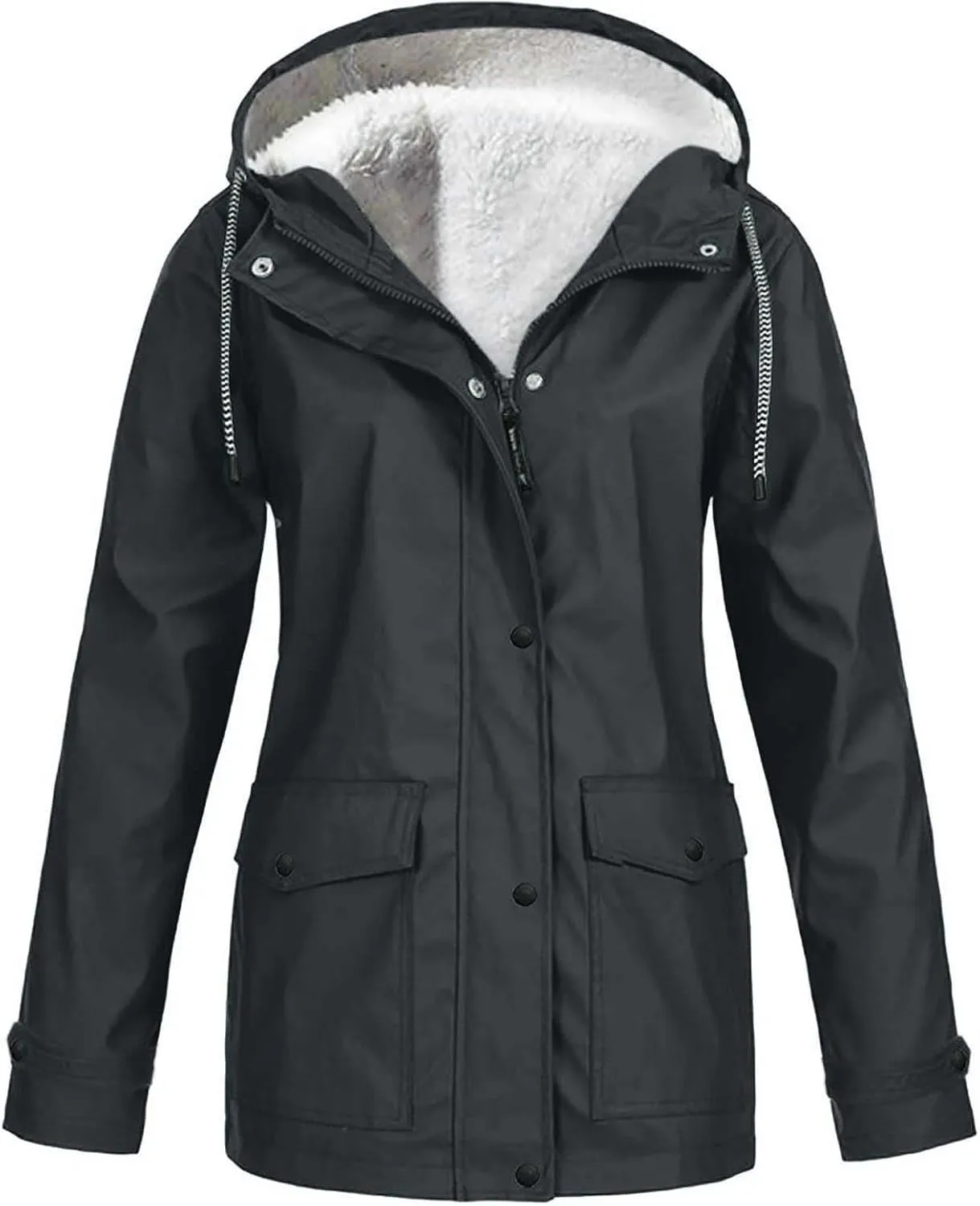 XUETON Women's Casual Zip Up Anork Jackets Fleece Lined Downs Puffer Jacket Windproof Warm Down Outerwear Anorak Utility Hiking Ski