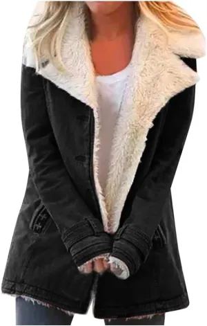 XUETON Women's Warm Winter Coat Full Zip Thick Fleece Lined Plush Hooded Jackets Utility Anorak Safari Coat