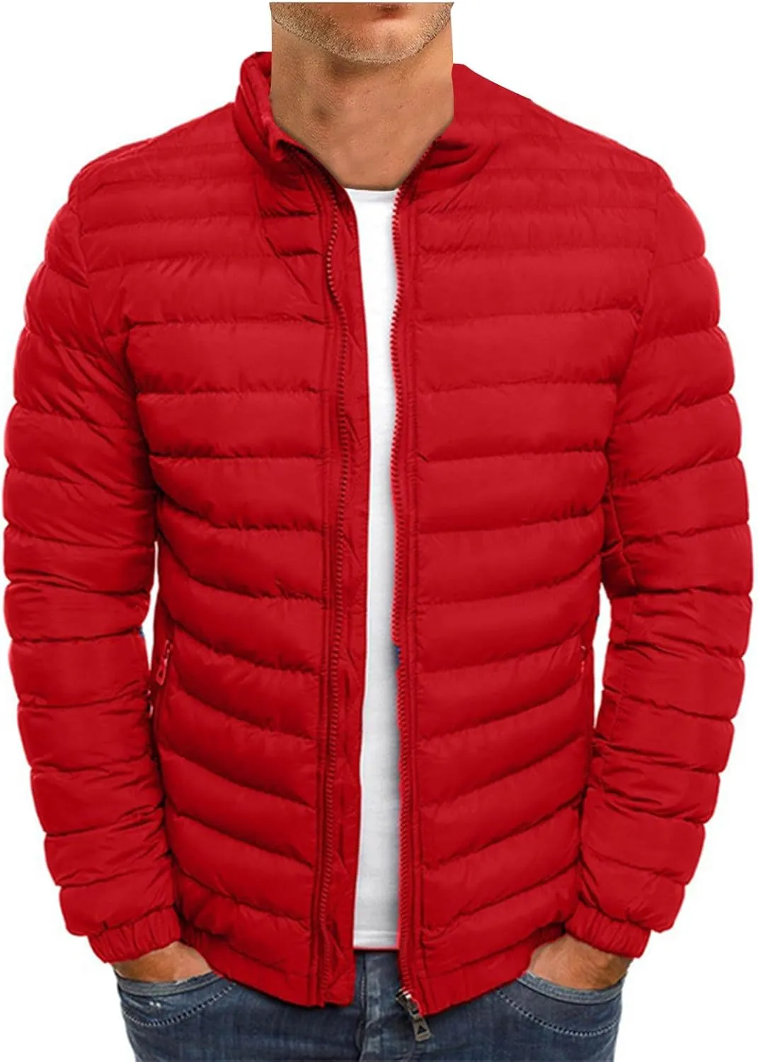 Ymosrh Men's Down Jackets Puffer Alternative Jacket Lightweight Warm Winter Coats Windproof Insulated Jacket, S-3XL