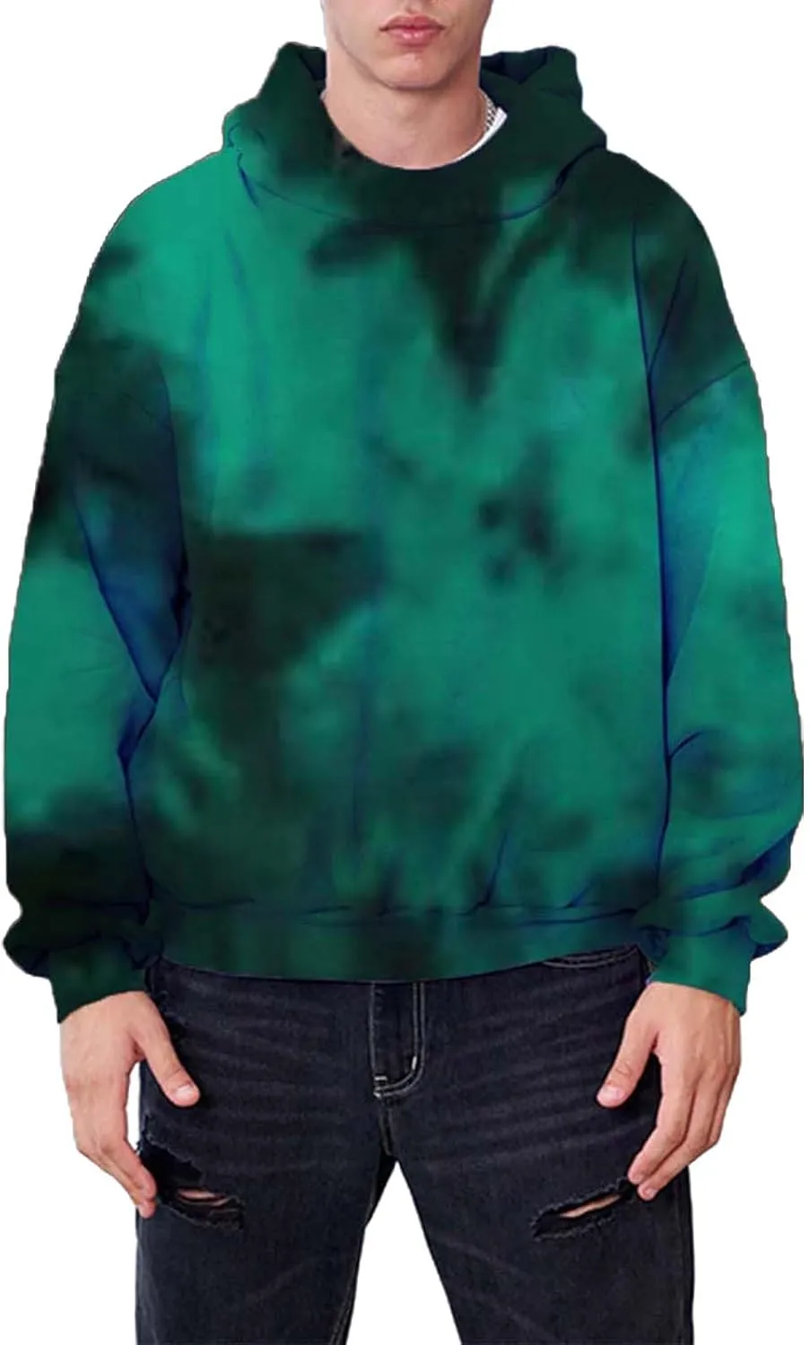 ZYXTIM Womens Fashion Tie Dye Sweatshirt Oversized Long Sleeve Thermal Fleece Pullover Hooded Sweatshirt for Men Plus Size
