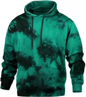 ZYXTIM Womens Fashion Tie Dye Sweatshirt Oversized Long Sleeve Thermal Fleece Pullover Hooded Sweatshirt for Men Plus Size